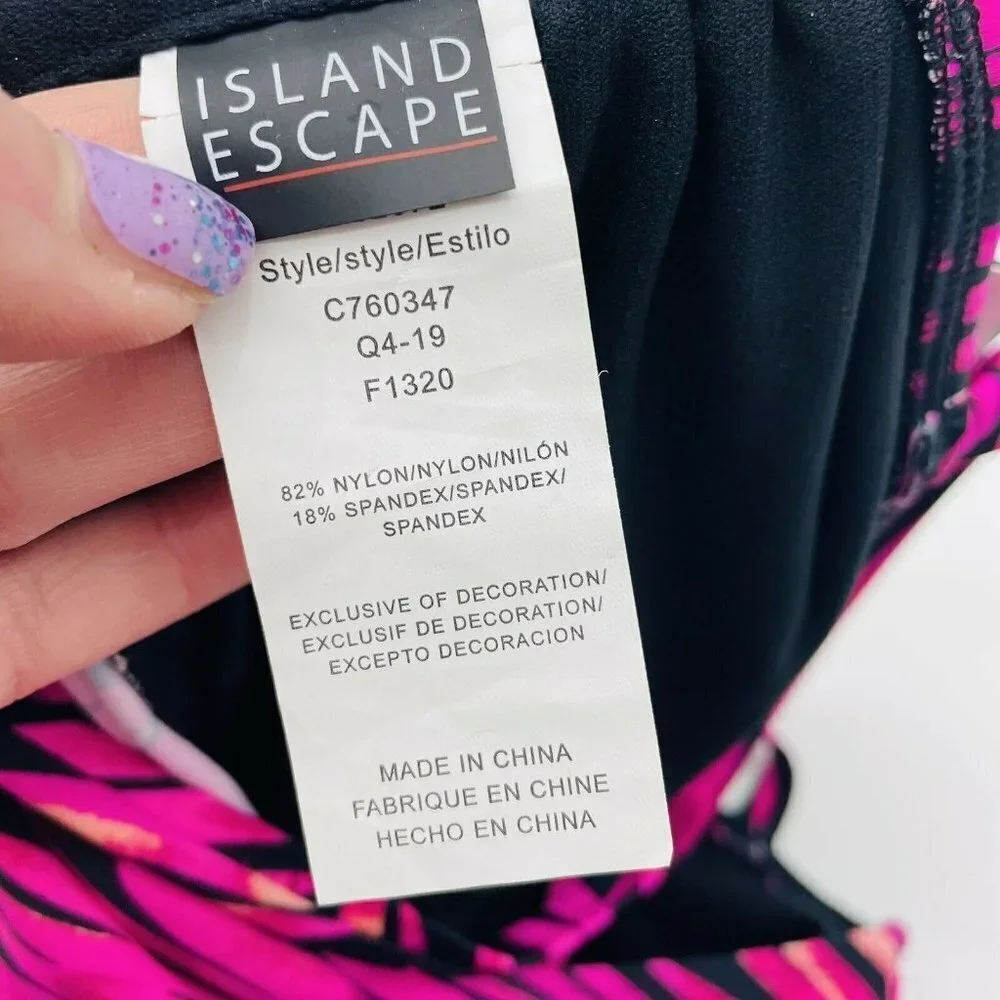 Island‎ Escape Womens Size 6 Beach Bound Tahiti Printed Tankini Top Pink 796